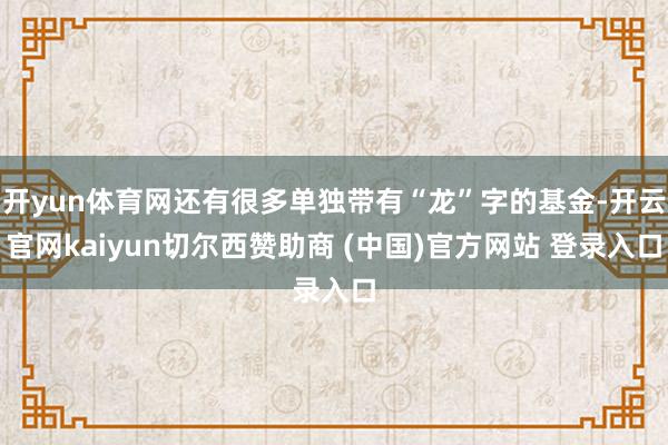 开yun体育网还有很多单独带有“龙”字的基金-开云官网kaiyun切尔西赞助商 (中国)官方网站 登录入口